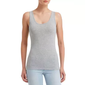   Női L-es világosszürke ujjatlan póló - Anvil Stretch női trikó (ANL2420) - Heather Grey - ÚJ