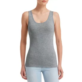   Női XL-es szürke ujjatlan póló - Anvil Stretch női trikó (ANL2420) - Heather Graphite - ÚJ