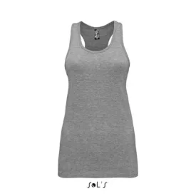   Női XL-es szürke ujjatlan póló - Sol’s Justin női trikó sport hátú (SO01826) - Grey Melange - ÚJ