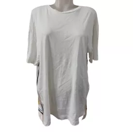   Női L-es fehér, hátul mintás oversized póló - Zara (nyaka foltos)