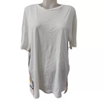 Női L-es fehér, hátul mintás oversized póló - Zara (nyaka foltos)