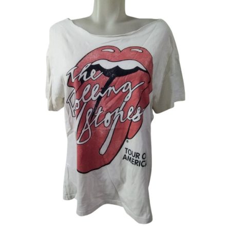 Női XL-es fehér mintás póló - Rolling Stones