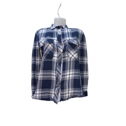 Női S-es kék-fehér kockás hosszú ujjú blúz - Bershka