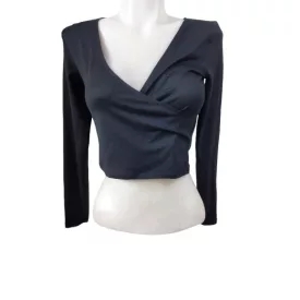 Női S-es fekete átlapolós top - Hollister