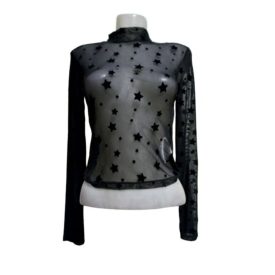   Női XS-es fekete tüll anyagú csillagos felső - FB Sister - ÚJ
