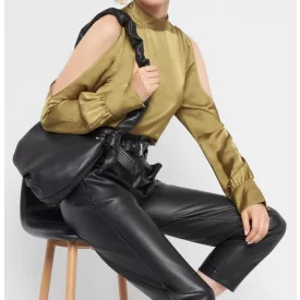   Női S-es (36) khaki csillogó elegáns hosszú ujjú blúz - Orsay - ÚJ