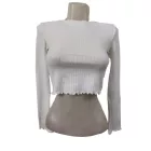 Női XS-es fehér hosszú ujjú, bordás anyagú top - FB Sister