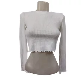   Női XS-es fehér hosszú ujjú, bordás anyagú top - FB Sister