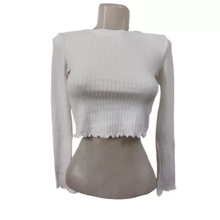 Női XS-es fehér hosszú ujjú, bordás anyagú top - FB Sister