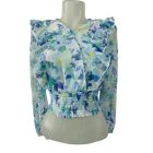 Női S-es kék virágos lenge blúz, rövid állású - Stradivarius