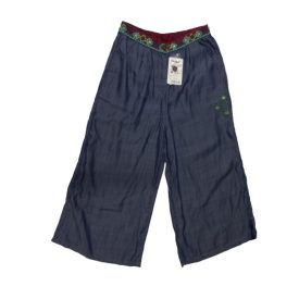   Női 26-os kék puha hímzett capri farmernadrág - Desigual - ÚJ