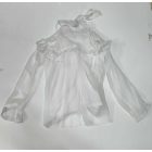 Női S-es fehér áttetsző vállán nyitott elegáns blúz - Yoins