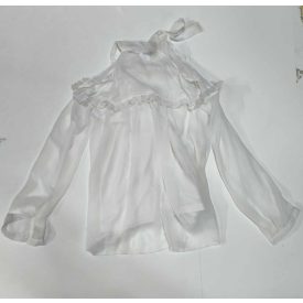   Női S-es fehér áttetsző vállán nyitott elegáns blúz - Yoins