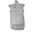 Női S-es fehér áttetsző vállán nyitott elegáns blúz - Yoins