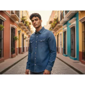 Férfi S-es hosszú ujjú farmer ing - H&M
