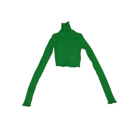 Női XS-es khaki bordás hosszú ujjú top jellegű felső - Stradivarius