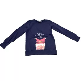   122-128-as sötétkék télapós karácsonyi pulóver lánynak - Alive