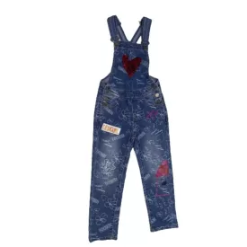   98-104-es kék flitteres kantáros farmernadrág, farmer kertésznadrág - Desigual