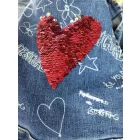 98-104-es kék flitteres kantáros farmernadrág, farmer kertésznadrág - Desigual