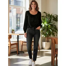 Női M-es fekete masnis elegáns blúz - Zara