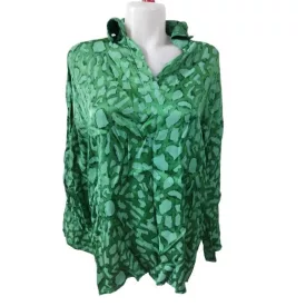 Női XL-XXL-es zöld mintás blúz - Made in Italy
