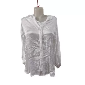   Női nagyméretű fehér selyem hatású blúz, felső - New Collection 