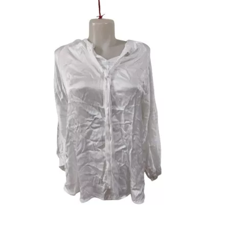 Női nagyméretű fehér selyem hatású blúz, felső - New Collection 