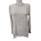 Női nagyméretű drapp rojtos nyakú lenge blúz, felső