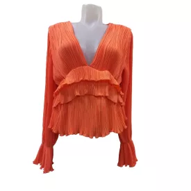   Női L-es narancssárga plisszírozott hosszú ujjú blúz - Nasty Gal
