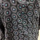 Női 3XL-es fekete-türkiz körmintás, mandalamintás hosszú ujjú blúz