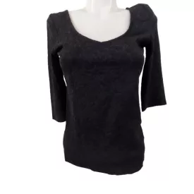   Női L-es fekete feles ujjú magában mintás sztreccs felső - Bershka