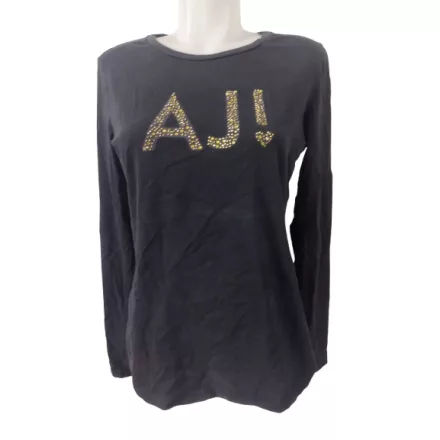 Női XL-es fekete strasszos pamutfelső - Armani Exchange (kicsit fakóbb)