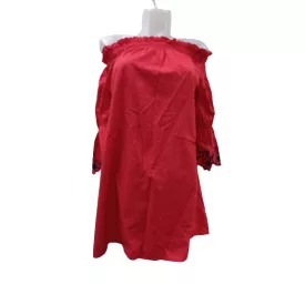 Női hímzett felesujjú piros blúz (one size)