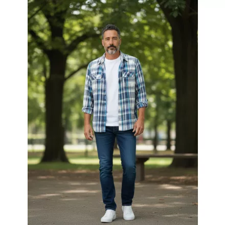 Férfi XL-es kék kockás hosszú ujjú ing - Columbia