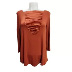 Női 4XL-es (50) barna húzott nyakú felső - ÚJ