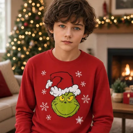 122-es piros karácsonyi pulóver - Grincs - The Grinch - ÚJ