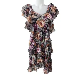 Női S-es fekete virágos nyári ruha - H&M