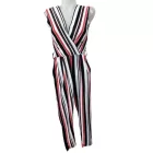 Női S-es fekete-piros-fehér jersey playsuit, nyári overall