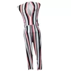 Női S-es fekete-piros-fehér jersey playsuit, nyári overall