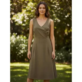   Női S-es khaki ujjatlan elegáns ruha - Natasa Presston - ÚJ