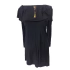 Női S-es fekete elegáns, alkalmi sztreccs ruha arany dísszel