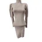 Női S-es barna, arany szálakkal átszőtt kötött ruha