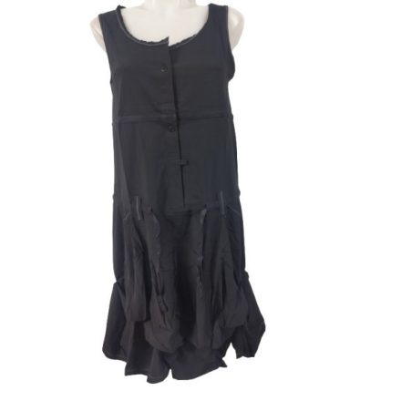 Női M-es fekete fodros ujjatlan nyári ruha - Hypnosy - ÚJ