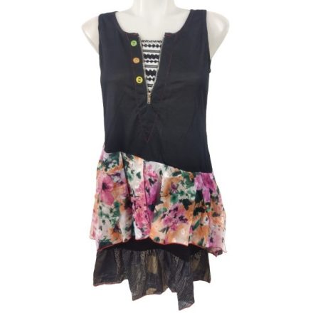 Női M-es fekete fodros nyári ruha - Hypnosy - ÚJ