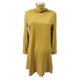   Női M-es mutárszínű garbós sztreccs melegebb ruha - New Collection