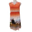 Női M-es narancssárga tájképes nyári ruha - Hypnosy - ÚJ