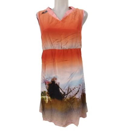 Női M-es narancssárga tájképes nyári ruha - Hypnosy - ÚJ