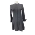 Női M-es szürke kötött ruha  fehér fodorral az ujja végén