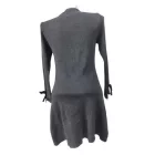 Női M-es szürke kötött ruha  fehér fodorral az ujja végén