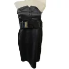 Női M-es fekete elegáns pánt nélküli, öves alkalmi ruha - Elite